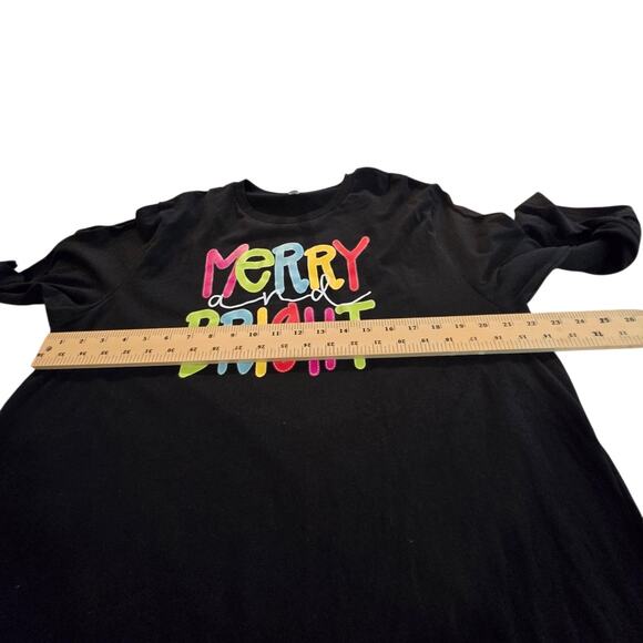 Women’s XL Bella Canvas Merry Bright Long Sleeve Graphic Christmas Tee Shirt - Picture 7 of 16